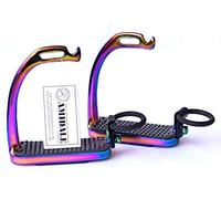 RAINBOW PEACOCK STIRRUPS AMIDALE HORSE RIDING IRON FILLIS MULTI COLOR BNWT 4.75 INCHES AND 5.00 INCHES (4.75 INCHES)