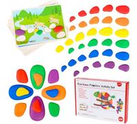 Rainbow Pebbles Activity Set | 48 Pebbles + 24 Activities | The Original Sorting and Stacking Stones | Early Maths Manipulative