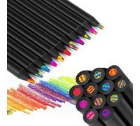 Rainbow Pencils, 12 Colouring Pencils for Kids, Art Supplies Drawing Coloured Pencils, Wooden Multi-Color Pencil, with Pencil Sharpener, Gifts for Teenage, Party Bag Fillers for Kids, Stocking Fillers