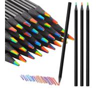 Rainbow Pencils, 30 Pcs Coloured Pencils for Kids Adults, Black Wooden Rainbow Coloured Pencils for Party Bags, Art Supplies for Sketching, Drawing, School Projects, Classroom & DIY Crafts