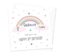 Rainbow Personalised Birthday Card - Special Card for Girls - Daughter, Sister, Granddaughter, Niece - 3rd, 4th, 5th, 6th, 7th, 8th, 9th, 10th