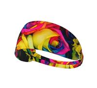 Rainbow Petal Roses,Sports Sweatband for Unisex Multi Headband Elastic Exercise Hairband