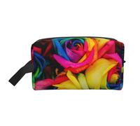 Rainbow Petal RosesMakeup Trave Bag for Women,Cosmetic Large Capacity Organizer