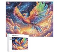 Rainbow Phoenix in Starry Sky 500 Piece Jigsaw Puzzle for Family Indoor Activity Cooperative Challenge Gift for Holidays 500 PCS