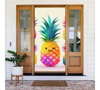 Rainbow Pineapple Cartoon Door Cover Decorations, Welcome Door Banner Backdrop Seasonal Spring Summer Porch Banner Sign Photo Background for Indoor Outdoor Party Decor 72.8 x 35.4 Inch