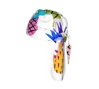 Rainbow Pineapple Print Breathable Cycling Cap Elastic Headband Universal Stretch Yoga Running Workouts Hat