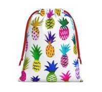Rainbow Pineapple Print Gift Reusable Bag Drawstring Festive Birthday Presents Daily Storage Office Supplies