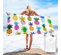Rainbow Pineapple Print Microfibre Beach Towel For Adult,Sand Free Beach Towel,Lightweight Quick Dry Travel Swimming Towel With Bag