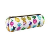 Rainbow Pineapple Print Pencil Case Cylindrical Stylish Pen Pouch Office Accessories Stationery Organizer