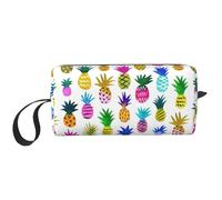 Rainbow Pineapple Print Simple Organizer Pouch, Lightweight Travel Bag, Foam Padded Cosmetic Case