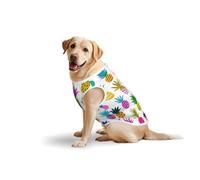 Rainbow Pineapple Soft Cotton T-Shirt Vest For Large Dogs, Print Pet Clothes Breathable Pet Pullover Tee Sleeveless Sweatshirt (3xl-5xl)