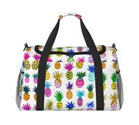 Rainbow Pineapple Travel Duffel Bag Weekend Bag Weekender Overnight Carry On Hand Bag Workout Sport Hospital