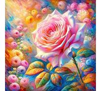 Rainbow Pink Rose 60 Piece Jigsaw Puzzles for Adults, Colourful, Fun, Challenging and Brainteasing Adults jigsaw puzzles 60 Pieces, Beautiful Decoration Puzzle
