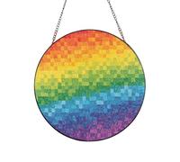 Rainbow Pixel Gradient Print Custom Glass Sun Catcher Window Ornament