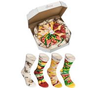 Rainbow Pizza Socks Box - Man & Woman Mix - Italian, Hawaii, Pepperoni - Funny Socks Gift for Italian Cuisine Fans - 4 Pairs
