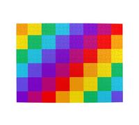 Rainbow Plaid Pattern Adults 500 Pieces Puzzles-Jigsaw Wooden Puzzle for Adults Elderly