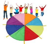 Rainbow Play Parachute - Outdoor Group Activity Toy, Colorful Gym Class Parachute | Awareness Team, Play Exercise Game, Tent Cooperative Movement Toy for