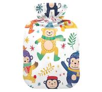 Rainbow Playful Apes Travel hot Water Bottle with Soft Cover, 2L hot compresses for The Body for Arthritis, Arthritis, Bolsa Caliente para Dolores Menstrual
