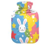 Rainbow Playful Bunny Water Bottle for hot Water with Soft Cover, 2L Warm Compress for Period Cramps, Arthritis, Bolsa de calor para Dolor Menstrual