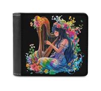 Rainbow Playing Harp Gay Bifold Wallet PU Leather Credit Card Holder Wallets Slim Front Pocket Money Clip