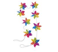 Rainbow Polka Dot Plastic Windmill Summertime String Garland/Bunting for Parties/Fetes/Garden Decor - 180 cm