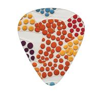 Rainbow Polka Dot Stitch printed guitar picks, 12-piece set with thin, medium, and thick styles, comes with a storage case