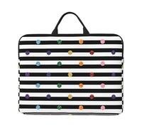 Rainbow Polka Dot Stripe Black And White 14 Inch Printed Laptop Sleeve, 600d Oxford-Cloth Shockproof Laptop Case With Thickened Pearl Cotton,Waterproof Portable Laptop Handbag Cover
