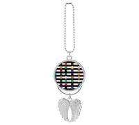 Rainbow Polka Dot Stripe Black and White Car Pendant, Rear View Mirror Hanging Ornament, Auto Decor for Rearview Mirror, Keychain Silver-Style