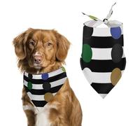 Rainbow Polka Dot Stripe Black and White Dog Bandana Washable & Adjustable Triangle Scarf, Breathable Pet Scarf for Small Medium Large Pets, Cute Fashion Pet Accessory