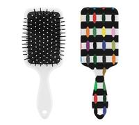 Rainbow Polka Dot Stripe Black And White Massage Comb for Men And Women,Hair Brush for Long, Short,Thin,Curly,Straight,or Wavy,Air Cushion Comb with Handle Gift for Women