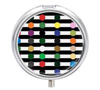 Rainbow Polka Dot Stripe Black and White Pill Box Pill Case Pill Organizer Medicine Pill Organizer Weekly Pill Organizer Pill Holder Small Pill Case Pill Containers Pill Holder for Purse