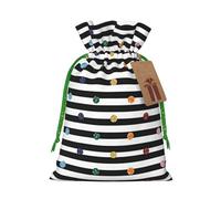 Rainbow Polka Dot Stripe Black And White Print Christmas Drawstring Gift Bags Festive Present Sacks Xmas Birthday Party Favors