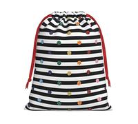 Rainbow Polka Dot Stripe Black And White Print Functional Gift Storage Bag Eco-Friendly Comfortable Touch Outdoor Activities Use