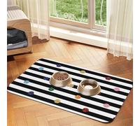 Rainbow Polka Dot Stripe Black And White Print,Waterproof Pet Feeding Mat,PU Leather Placemats for Cat Dog Water Bowl,Food Mats,30x45cm