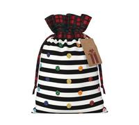Rainbow Polka Dot Stripe Black And White Printing Cute Color Matching Plaid Christmas Bag Drawstring Design For Christmas Party Gift Packaging