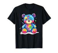 Rainbow Polka Dot Teddy Bear Cute Pastel Kids T-Shirt
