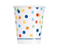 Rainbow Polka Dots Party Paper Cups (9oz) Pack of 8 - Vibrant, Fun and Eco-Friendly Drinkware for Kids and Adults
