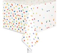 Rainbow Polka Dots Rectangular Plastic Table Cover (137cm x 213cm) 1 Piece - Vibrant & Durable Tablecloth for Parties and Events, 84" x 54"