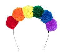 Rainbow Pompom Tiara Headband - Multicoloured One Size