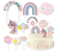 Rainbow Pony Unicorn Cake Decoration,13Pcs Pony Birthday Decoration Rainbow Cake Topper Unicorn Party Favors Birthday Cake Decoration for Girl