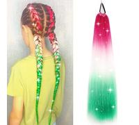 Rainbow Ponytail Extensions With Hair Tie 1 Packs 100g Coloured Hair Extensions for Braiding 26 inch Colorful Ombre Mermaid Pony Tail Synthetic Hair Extensions for Girl Women(#3-1)