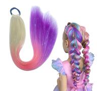 Rainbow Ponytail Extensions with Hairtie - 9 Strands Colored Glitter Hair for Braiding 66cm Synthetic Crazy Color Hair Accessories for Girls Women Kids Braiding Extensions for Crazy Coiffure (B)