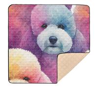 Rainbow Poodle Group Watercolor Large Non-Slip Baby Playmat for Floor Waterproof Tummy Time & Crawling Mat for Newborns Babies Infants Toddlers, 50'' x 50''