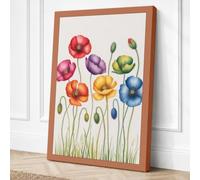 Rainbow Poppy Garden Canvas Wall Art Print 24x16 Inch (61 x 41 cm)
