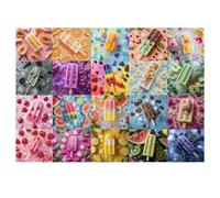 Rainbow Popsicle Puzzles for Adults 1000 Pieces, Summer Fruit Ice Cream Collage Jigsaw Puzzle, Colorful Dessert Food Theme Impossible Challenging Puzzles for Adults