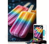 Rainbow Popsicles on Dark Surface 1000 Piece Jigsaw Puzzle for Teenagers Fine Logic Toy Relaxing Fun Neat Edge Wall Art Decor (38x52cm)