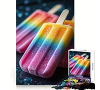 Rainbow Popsicles on Dark Surface Hard Jigsaw Puzzle for Adults 1000 Pieces Pure Logic Toy Home Activity Clean Cut Lovely Gift (38x26cm)