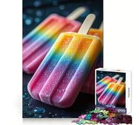Rainbow Popsicles on Dark Surface Jigsaw Puzzles for Adults1000 Pieces Memory Boost Together Fun Image Assembly Art Collectible (50x75cm)