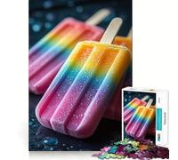 Rainbow Popsicles on Dark Surface Jigsaw Puzzles for Adults1000 Pieces Memory Boost Together Fun Image Assembly Art Collectible (50x75cm)