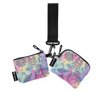 Rainbow Portia Women Indian Elephant Bohemian Feather Wallet Double Wrist Strap Ladies Slim Flat Zipper Coin Pocket Business Purse, multi-coloured, 4.13"(L) x 3.5"(W), Travel Accessory